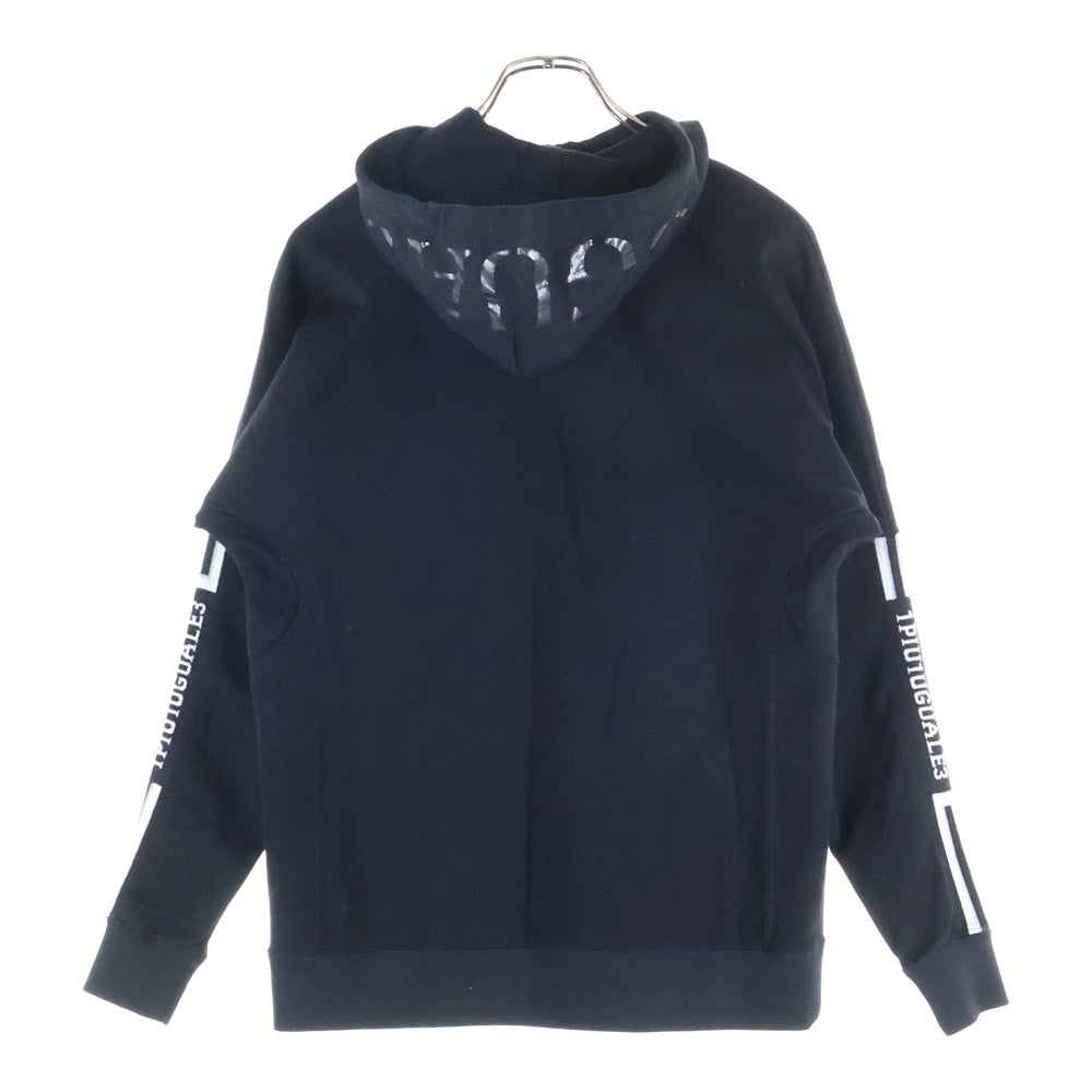 1 PIU 1 UGUALE 3(ウノピゥウノウグァーレトレ) ハーフジップ スウェット プルオーバーパーカー ブラック