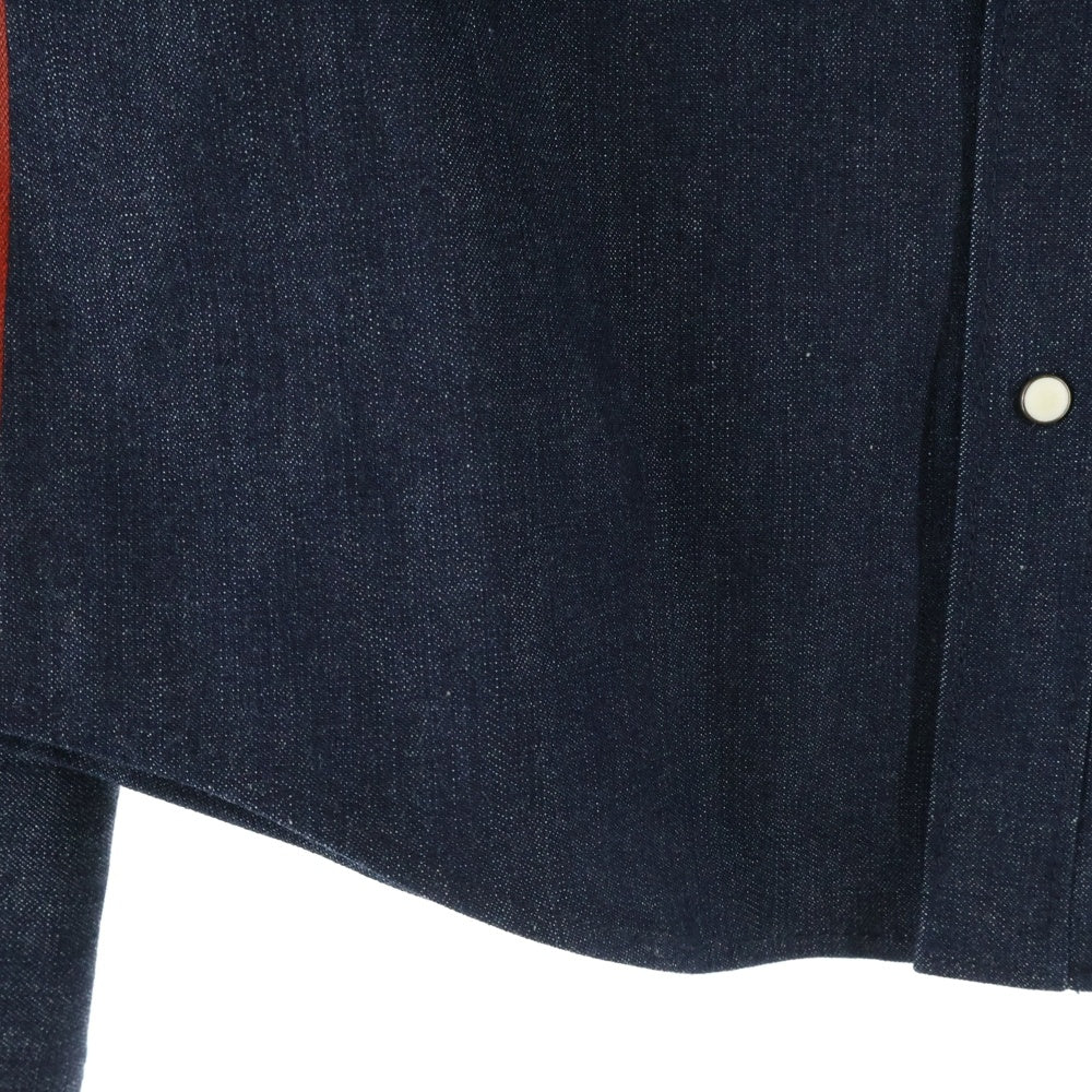 1 PIU 1 UGUALE 3(ウノピゥウノウグァーレトレ) スナップボタン デニム 長袖 シャツ インディゴ MRS115