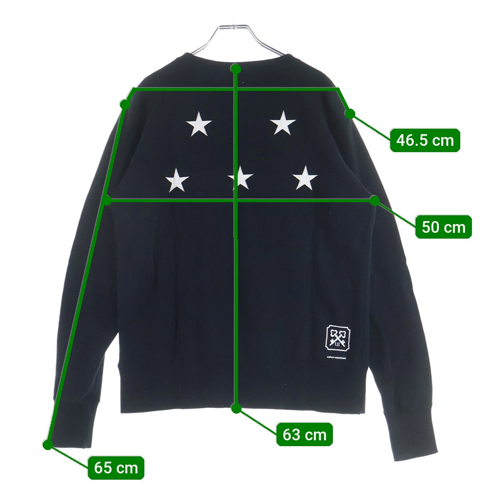 UNIFORM EXPERIMENT(ユニフォームエクスペリメント) 17SS スター エンブロイダリー スウェットトレーナー ブラック UE-170067