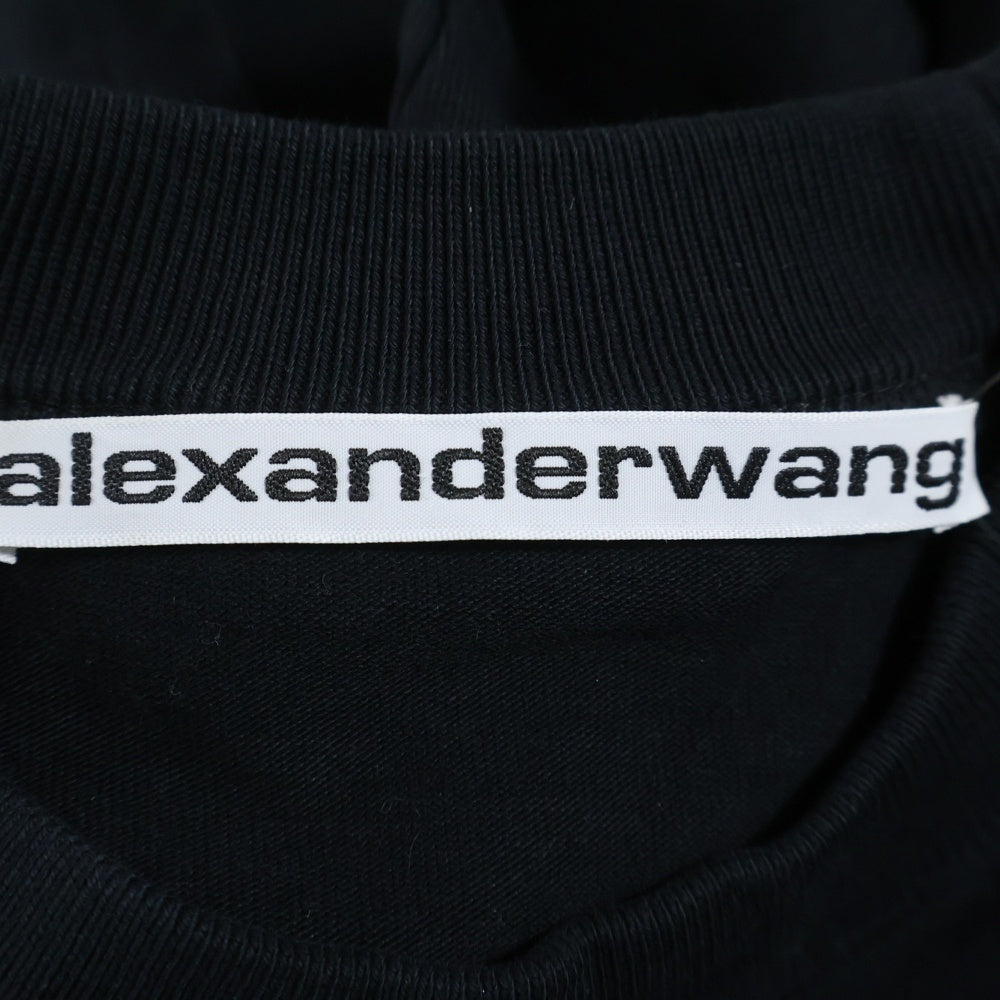 ALEXANDER WANG(アレキサンダーワン) エンブロイダリー ロゴ 長袖 カットソー Tシャツ ブラック