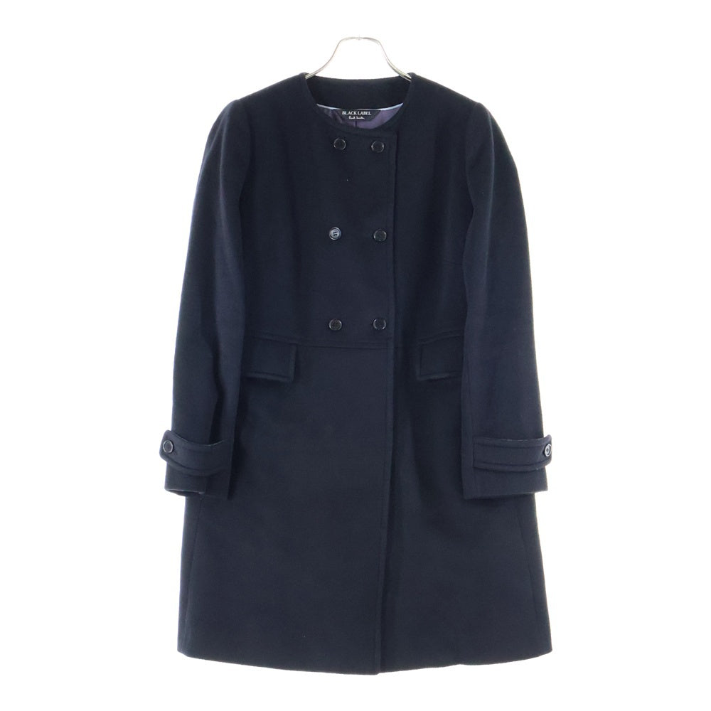 Paul Smith(ポールスミス) ノーカラー ウール ダブルロングコート ブラック