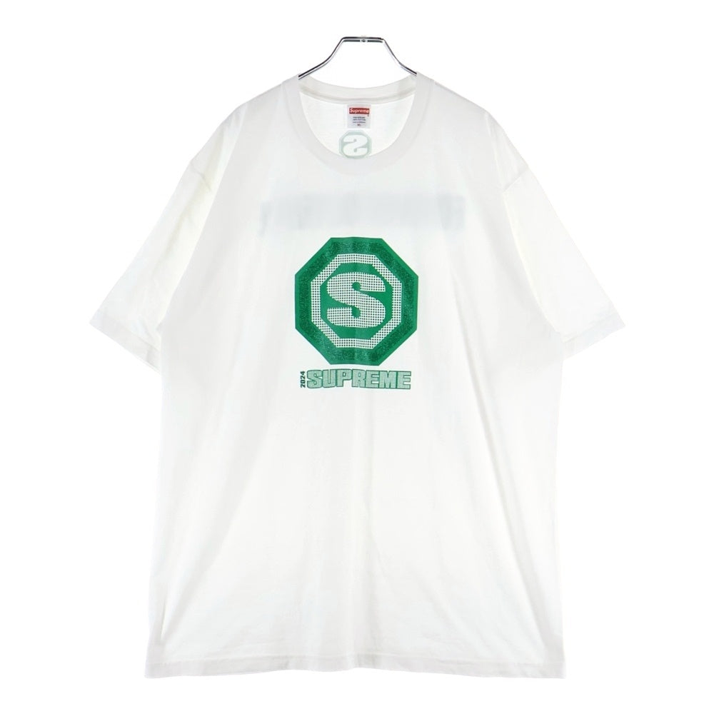SUPREME(シュプリーム) 24AW Blockbuster Tee ブロックバスター フロントラメプリントTシャツ 半袖クルーネックカットソー ホワイト