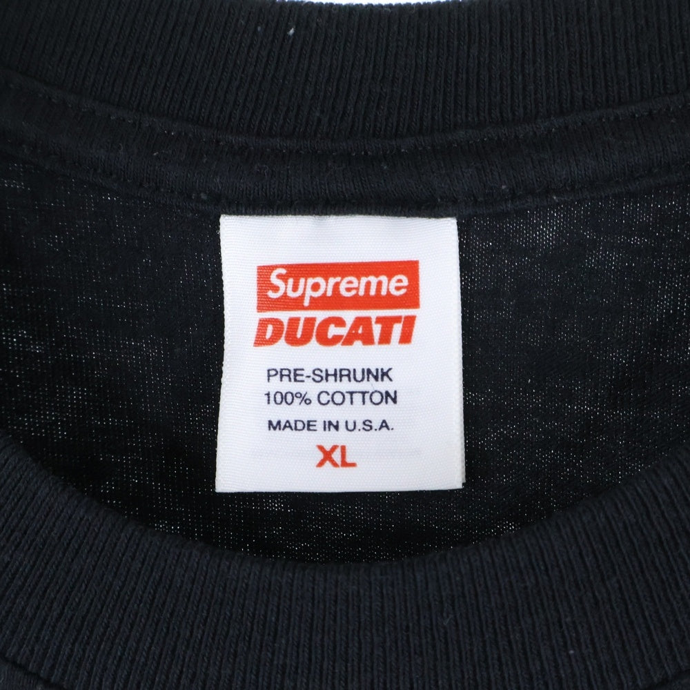 SUPREME(シュプリーム) 24SS ×Ducati Logos Tee ドゥカティ 両面ロゴプリントTシャツ 半袖クルーネックカットソー ブラック