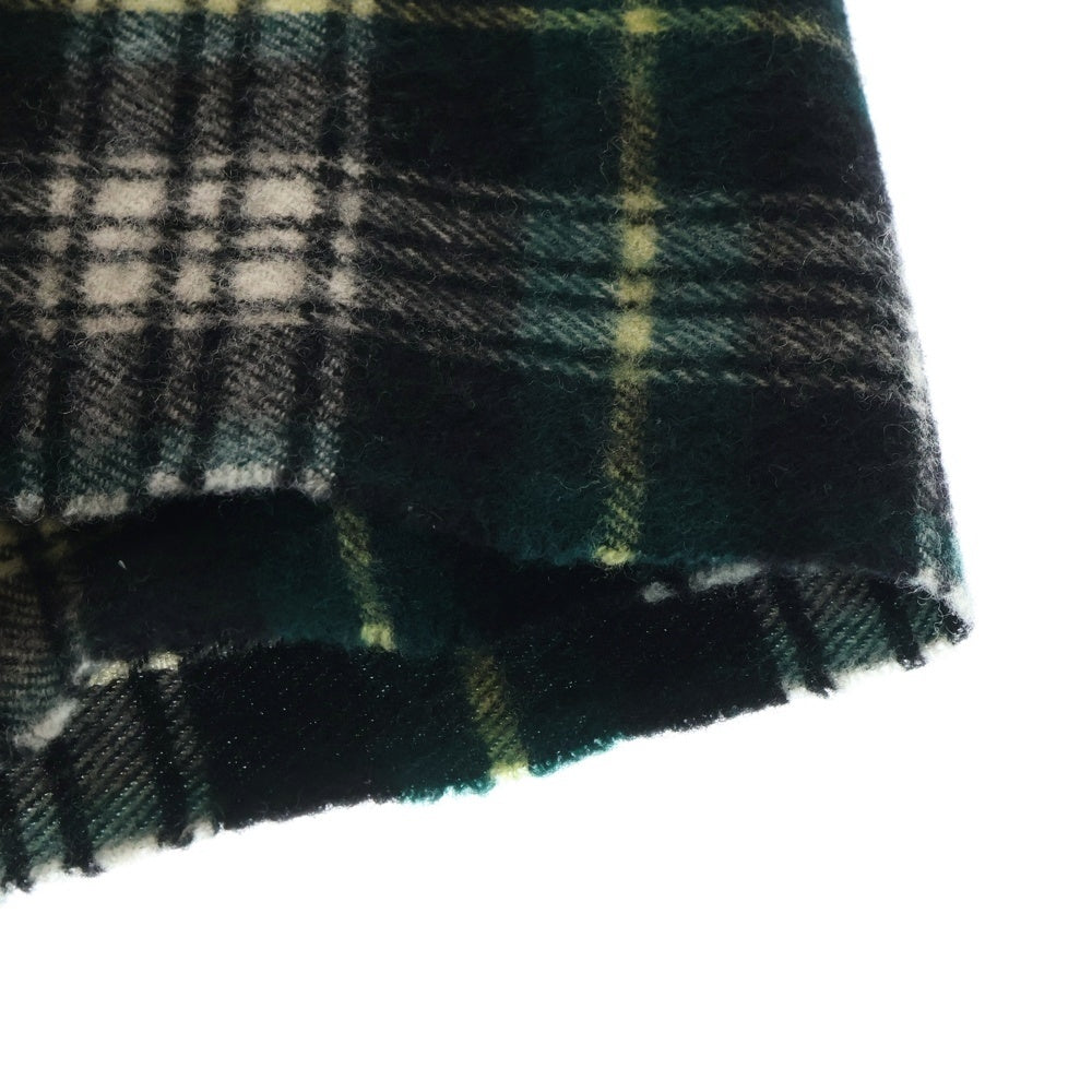 Barbour(バブアー) スコットランド製 チェック柄 ラムウール フリンジマフラー グリーン/ブラック