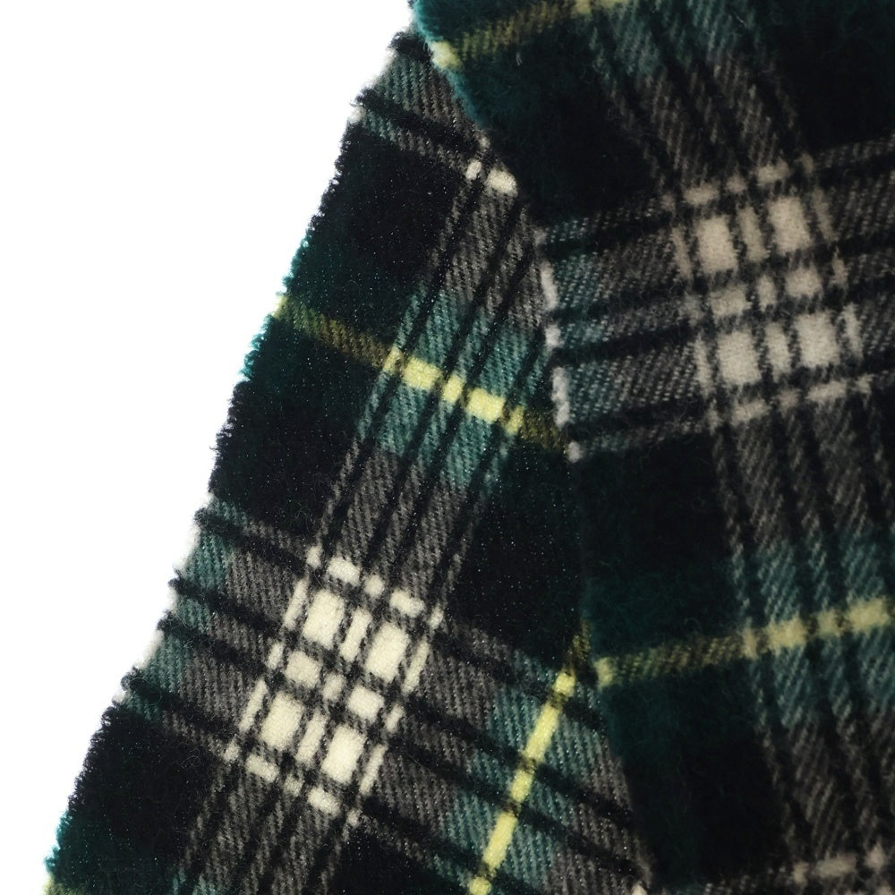 Barbour(バブアー) スコットランド製 チェック柄 ラムウール フリンジマフラー グリーン/ブラック