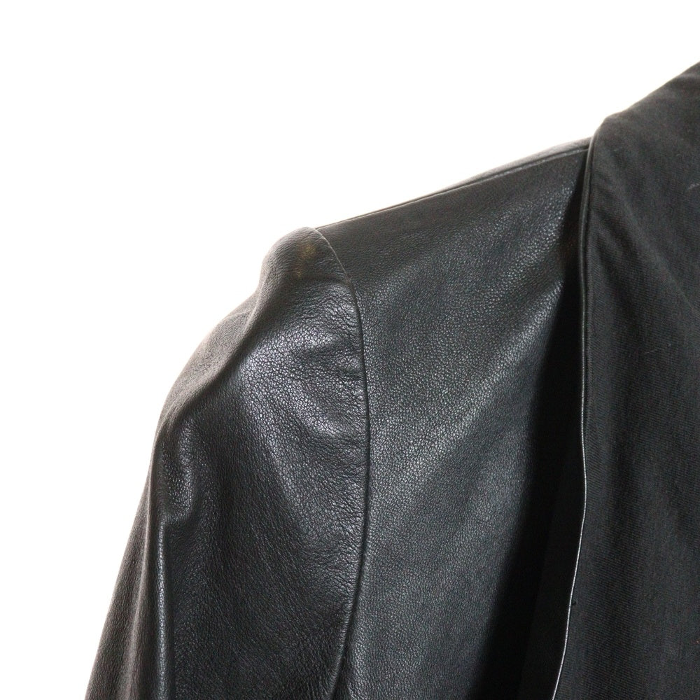 theory(セオリー) ラムレザー ハイネック ジャケット ブラック 01-9404900