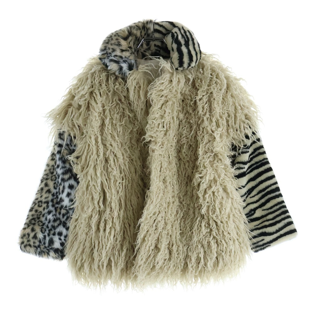 DIESEL(ディーゼル) ロングファー レオパードカラー ジャケット ベージュ