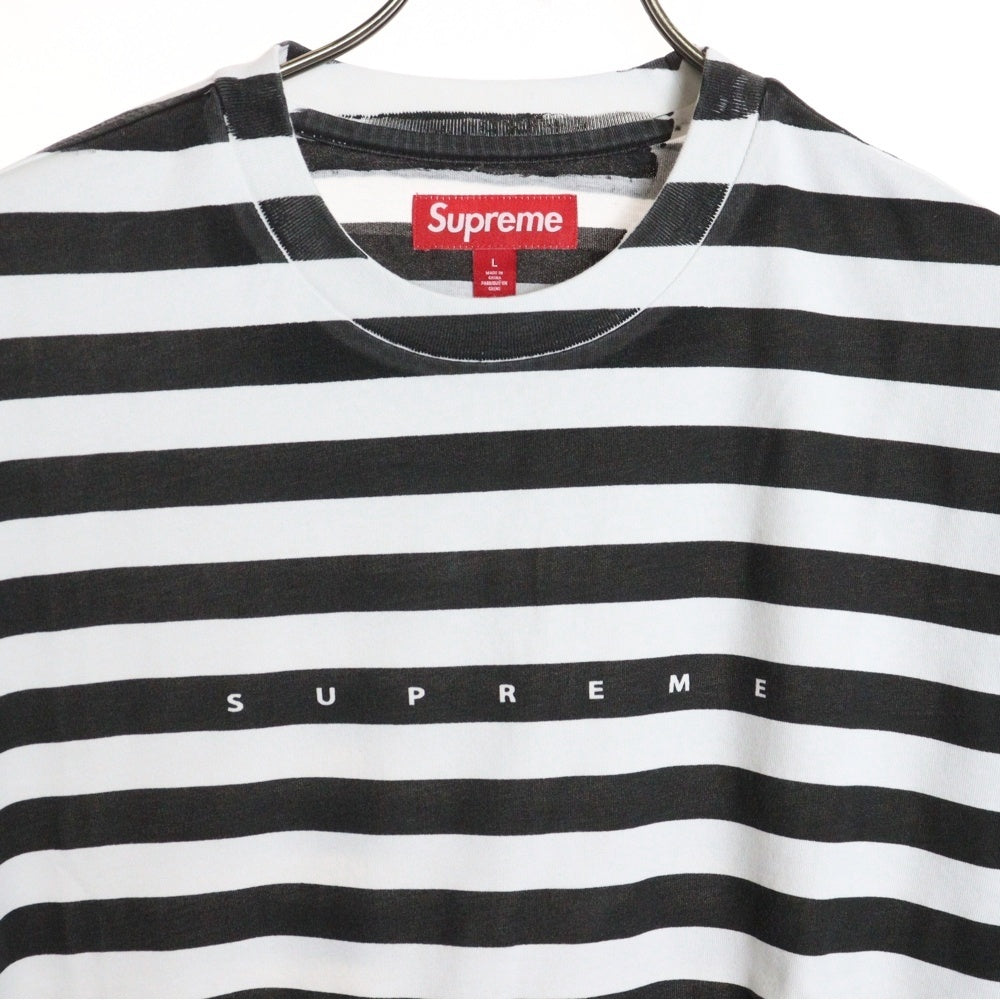 SUPREME(シュプリーム) 24SS Overprint Stripe S/S Top オーバープリント ボーダーTシャツ 半袖クルーネックカットソー ブラック/ホワイト