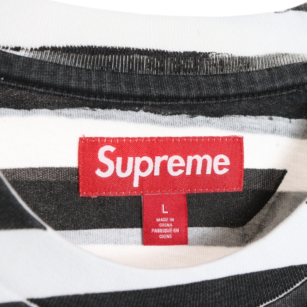 SUPREME(シュプリーム) 24SS Overprint Stripe S/S Top オーバープリント ボーダーTシャツ 半袖クルーネックカットソー ブラック/ホワイト