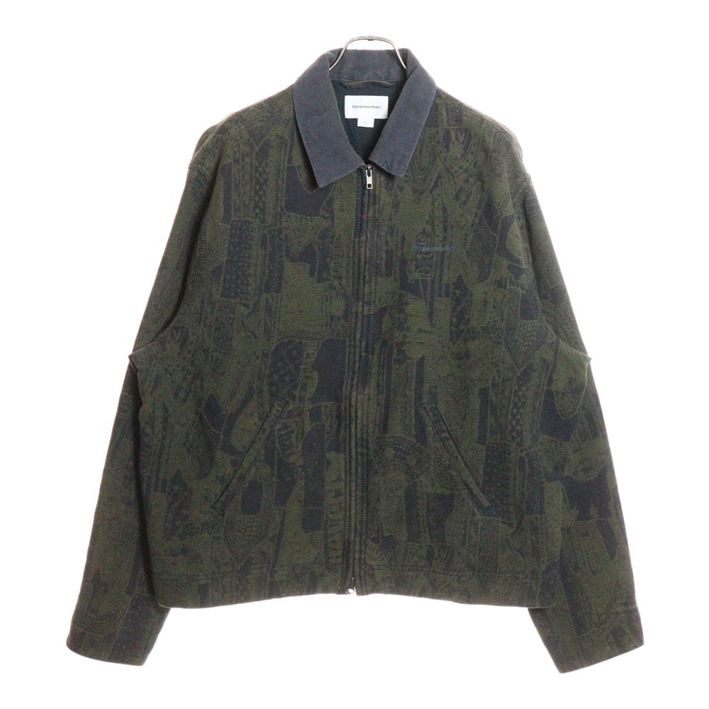 THISISNEVERTHAT(ディスイズネバーザット) 21AW CRAZY WORK JACKET NAVY クレイジーワークジャケット ロゴ刺繍 総柄 ダブルジップワークジャケット オリーブ/ネイビー TN243WOWLS08