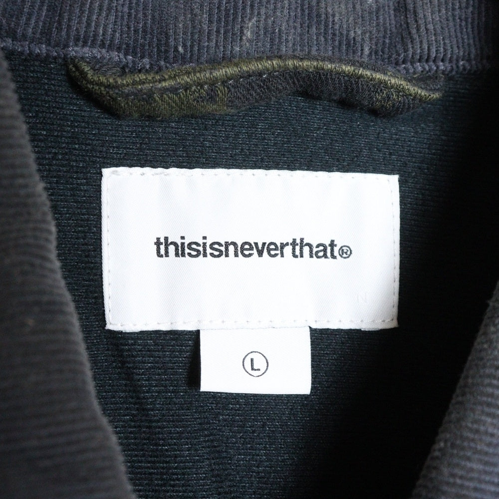THISISNEVERTHAT(ディスイズネバーザット) 21AW CRAZY WORK JACKET NAVY クレイジーワークジャケット ロゴ刺繍 総柄 ダブルジップワークジャケット オリーブ/ネイビー TN243WOWLS08