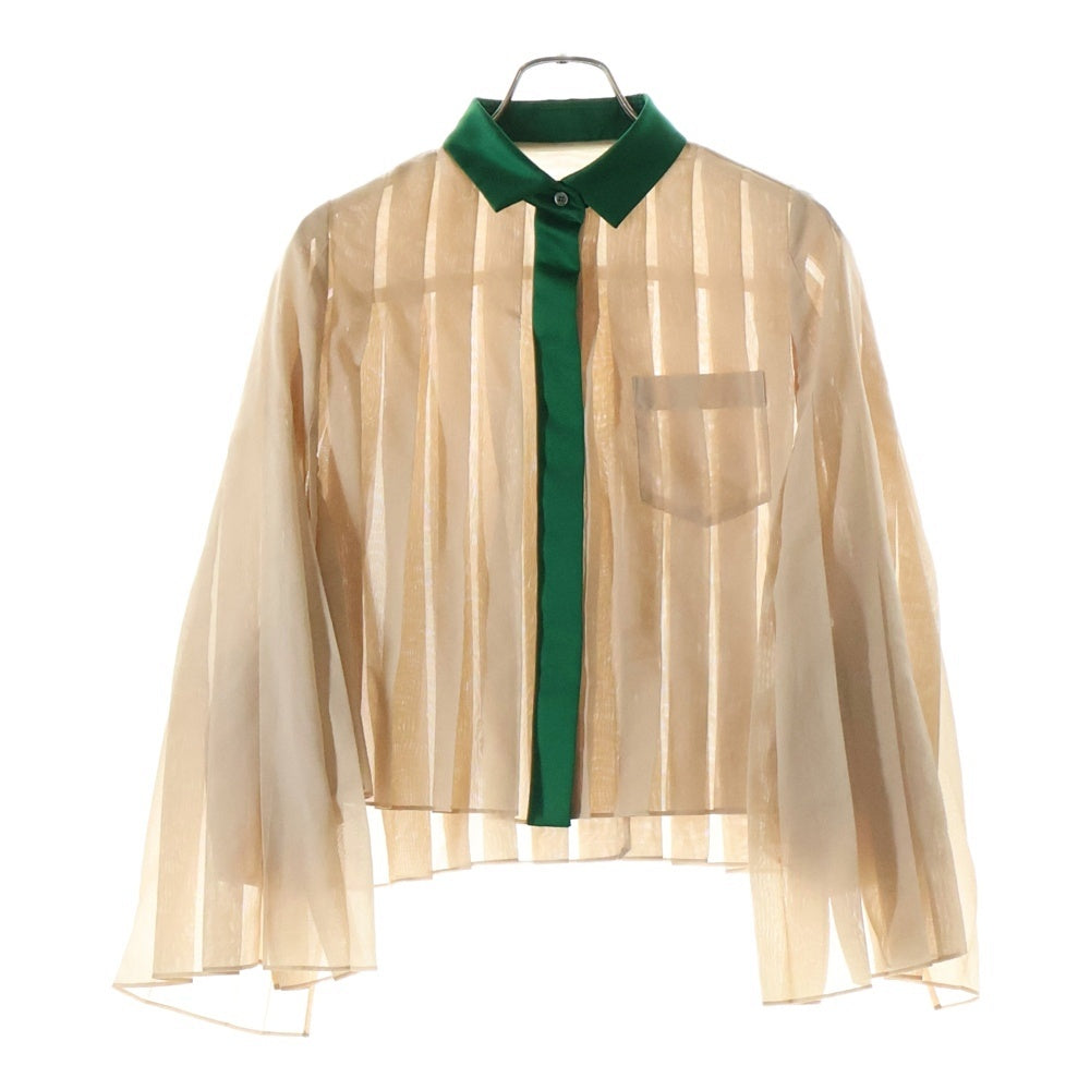Sacai(サカイ) 22SS プリーツ シアー ポンチョブラウス 長袖シャツ レディース ベージュ 22-06118
