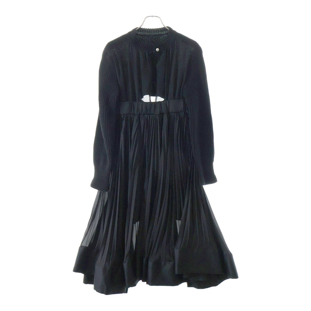 Sacai(サカイ) WOOL KNIT DRESS ウール ニット切り替え ワンピース ドレス レディース ブラック 23-06819