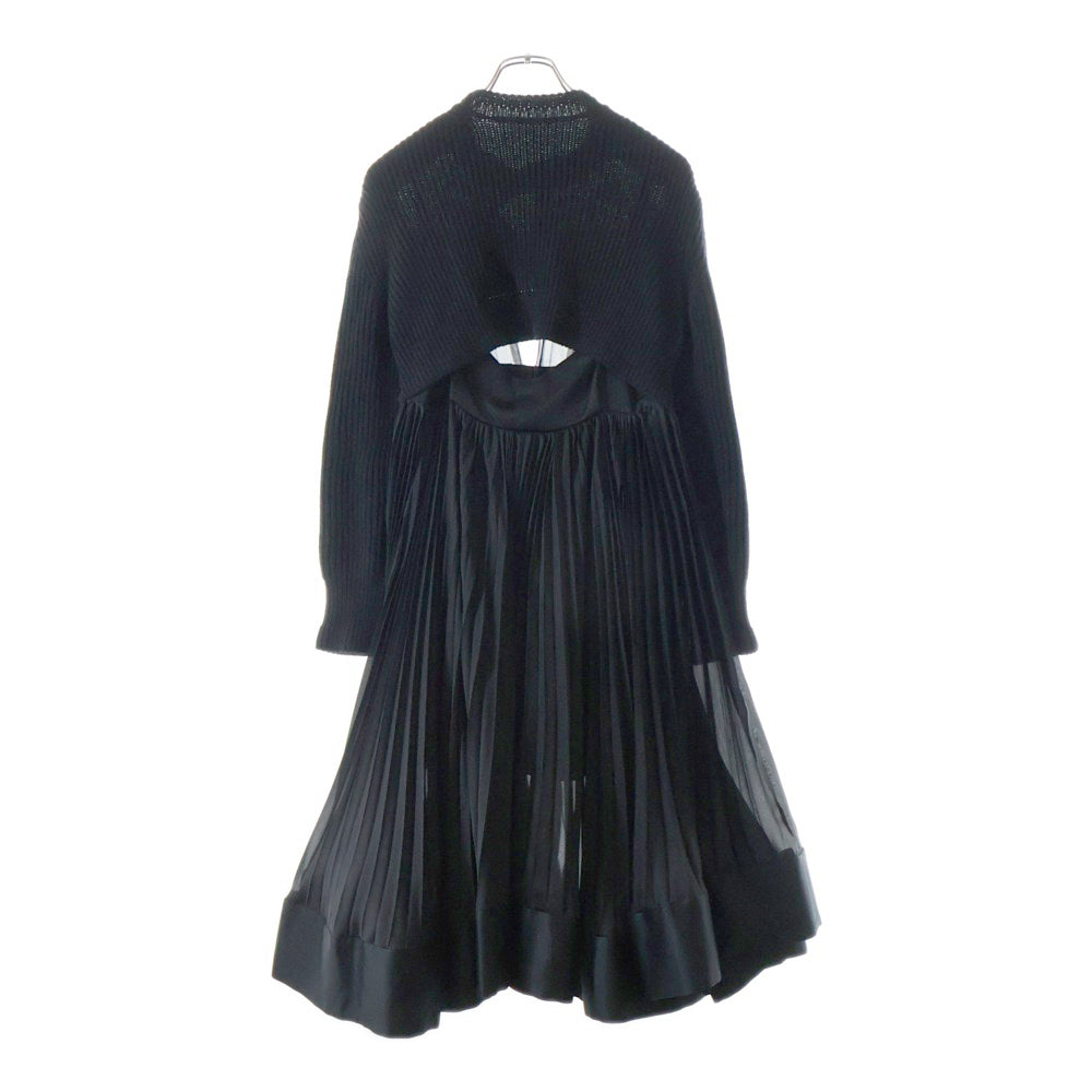 Sacai(サカイ) WOOL KNIT DRESS ウール ニット切り替え ワンピース ドレス レディース ブラック 23-06819
