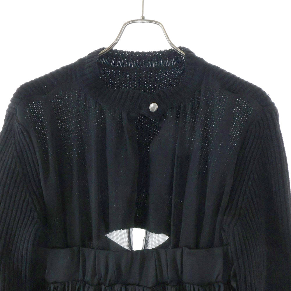Sacai(サカイ) WOOL KNIT DRESS ウール ニット切り替え ワンピース ドレス レディース ブラック 23-06819