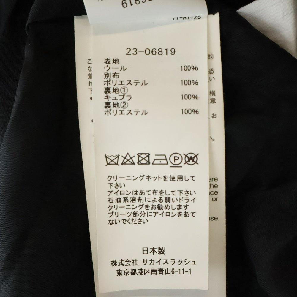 Sacai(サカイ) WOOL KNIT DRESS ウール ニット切り替え ワンピース ドレス レディース ブラック 23-06819
