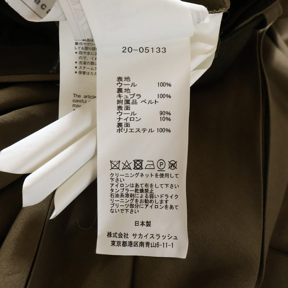 Sacai(サカイ) ベルト付き アシンメトリーデザイン プリーツスカート レディース ブラウン 20-05133