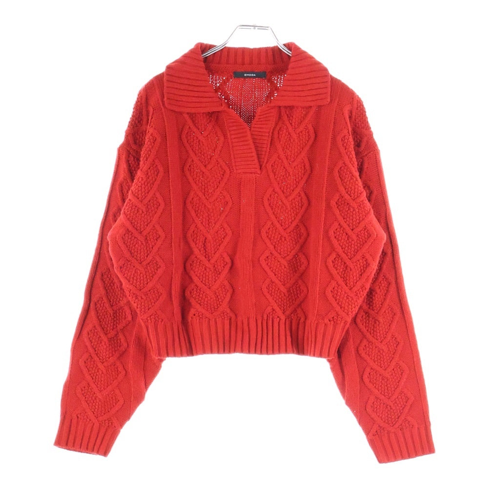 EMODA(エモダ) スキッパーワイドハートニット レッド レディース