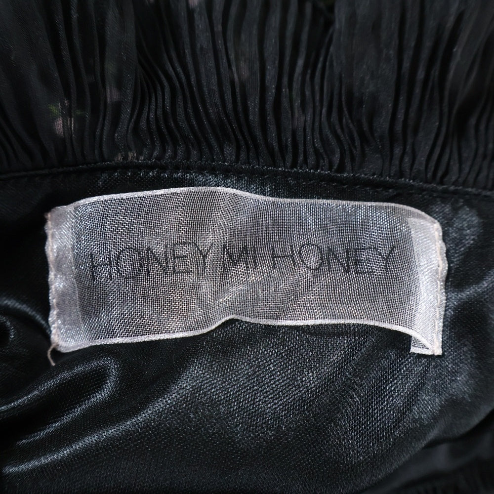 NO BRAND(ノーブランド) HONEY MI HONEY / ハニーミーハニー フローラルツイル ミニワンピース ブラック レディース