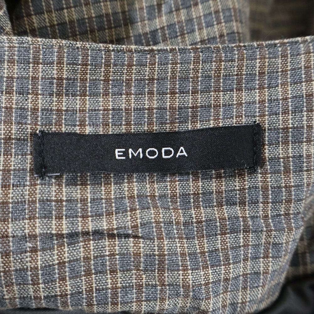 EMODA(エモダ) チェック ハイウエストマークミディフレアスカート グレー レディース