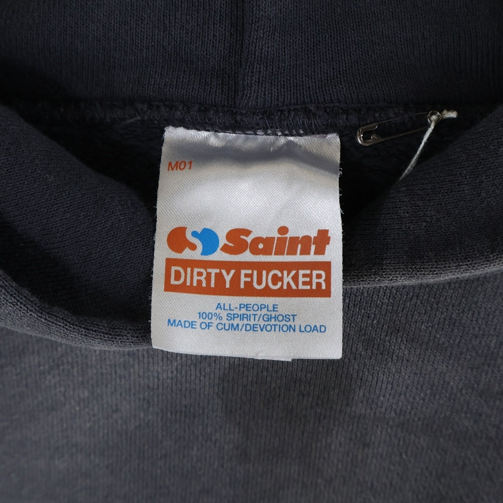 SAINT MICHAEL(セントマイケル) 25AW ANGEL HOODIE エンジェルプリント プルオーバースウェットパーカー フーディー ブラック SM-HR1-0000-052