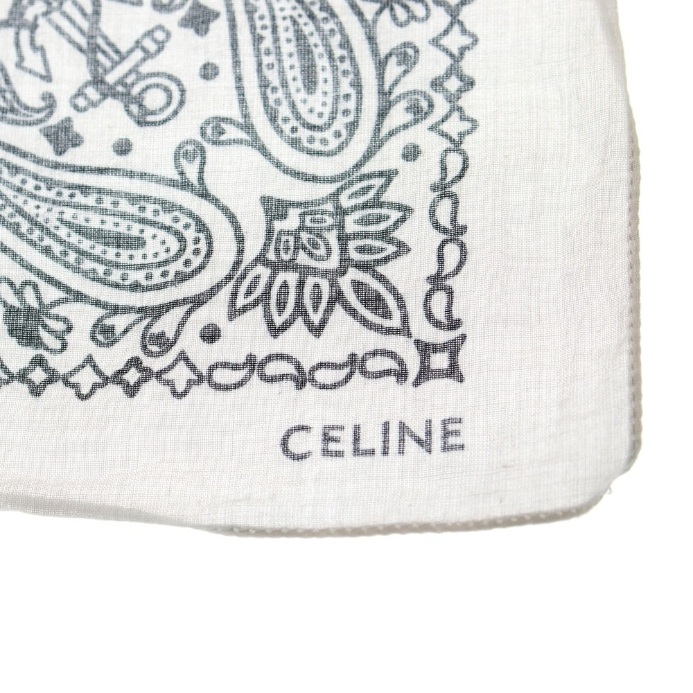 CELINE(セリーヌ) センターロゴプリントデザイン 総柄 バンダナ ハンカチ ホワイト/ブラック