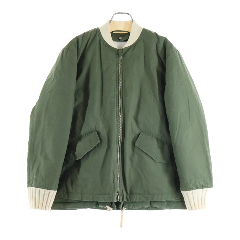JIL SANDER +(ジルサンダープラス) 21AW ダブルフラップポケット ダウンライナー ニットアーム切り替え フライトジャケット カーキ CM PW IA 0511