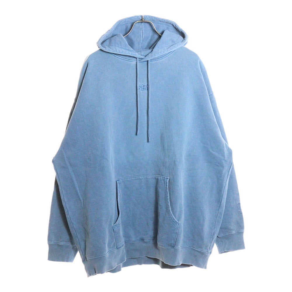 WIND AND SEA(ウィンダンシー) フロントロゴ刺繍 プルオーバースウェットパーカー フーディー ブルー WDS-10TH-CS-06
