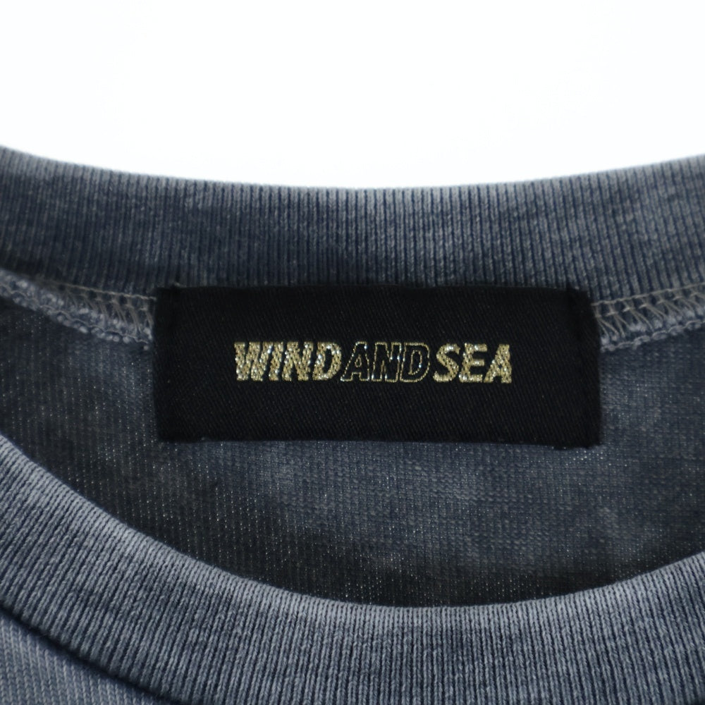 WIND AND SEA(ウィンダンシー) 24SS HIGH SULFER S/S TEE ハイサルファー加工 ロゴ刺繍Tシャツ 半袖クルーネックカットソー グレー WDS-O-SIG-24-Q4-CS-02