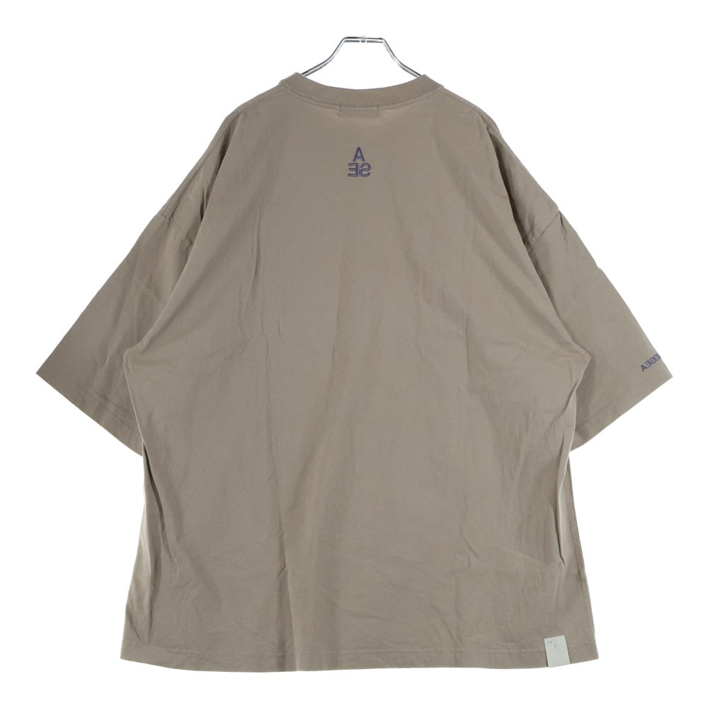N.HOOLYWOOD(エヌハリウッド) ×WIND AND SEA ウィンダンシー ワンポイントロゴ刺繍Tシャツ 半袖クルーネックカットソー ベージュ NHWS-007
