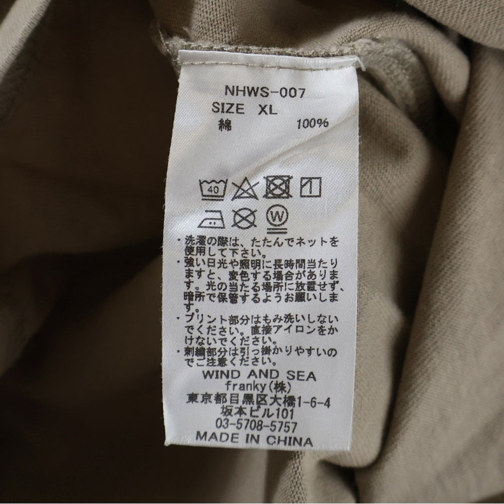 N.HOOLYWOOD(エヌハリウッド) ×WIND AND SEA ウィンダンシー ワンポイントロゴ刺繍Tシャツ 半袖クルーネックカットソー ベージュ NHWS-007