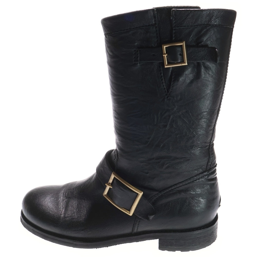 JIMMY CHOO(ジミーチュウ) BIKER LEATHER UNLINED バイカー レザー アンラインド エンジニア ブーツ ブラック 247BIKER レディース