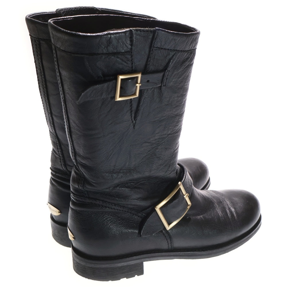 JIMMY CHOO(ジミーチュウ) BIKER LEATHER UNLINED バイカー レザー アンラインド エンジニア ブーツ ブラック 247BIKER レディース