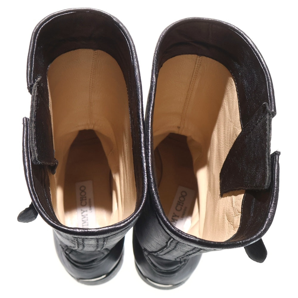 JIMMY CHOO(ジミーチュウ) BIKER LEATHER UNLINED バイカー レザー アンラインド エンジニア ブーツ ブラック 247BIKER レディース