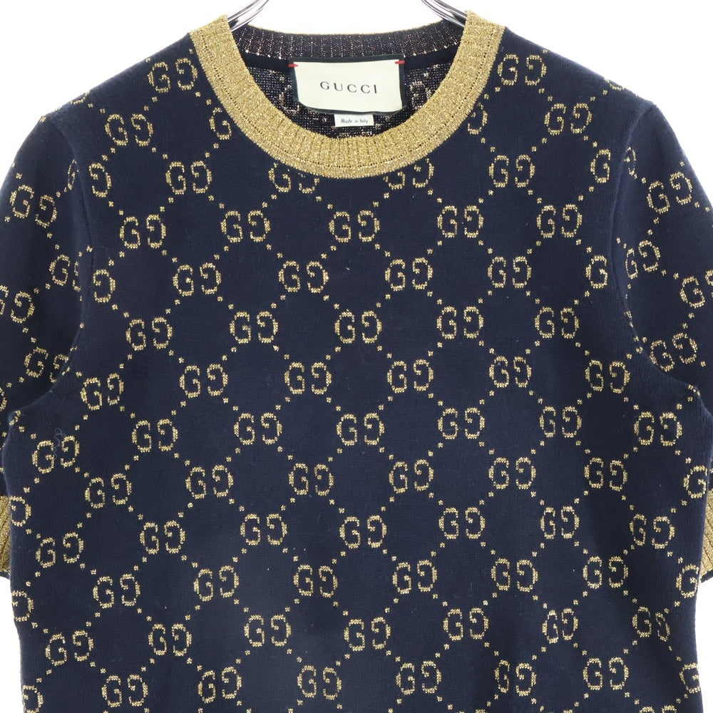 GUCCI(グッチ) 18AW GGコットンラメ ファブリック トップス 半袖クルー