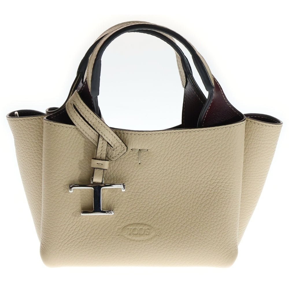 TOD'S(トッズ) Tタイムレス レザー 2WYA ハンドバック ショルダーバッグ ベージュ レディース