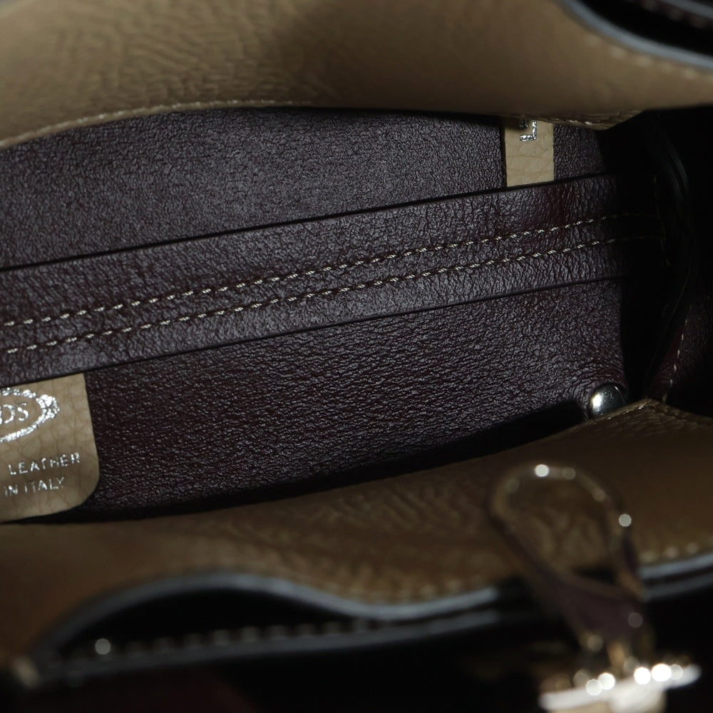 TOD'S(トッズ) Tタイムレス レザー 2WYA ハンドバック ショルダーバッグ ベージュ レディース