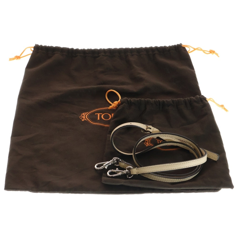 TOD'S(トッズ) Tタイムレス レザー 2WYA ハンドバック ショルダーバッグ ベージュ レディース