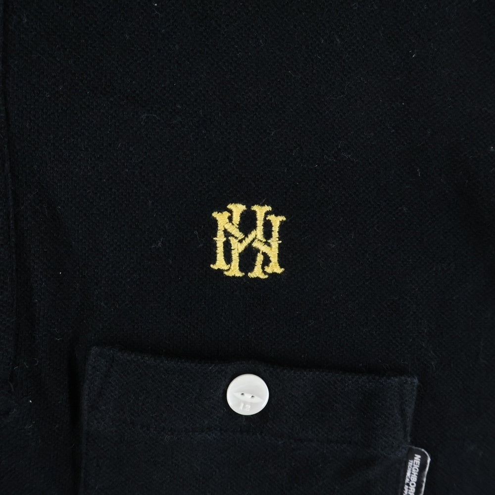 NEIGHBORHOOD(ネイバーフッド) 10SS FINKS.LINE/C-POLO.SS 胸ロゴ刺繍 半袖コットンポロシャツ ブラック 101UNNH-CSM01