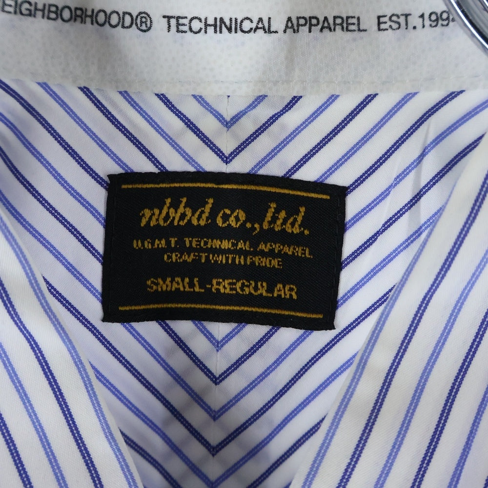 NEIGHBORHOOD(ネイバーフッド) 11AW CLASSIC STRIPE/C-SHIRT.LS クラシックストライプ 胸ロゴ 長袖ボタンシャツ ホワイト/ブルー 112ARNH-SHM05
