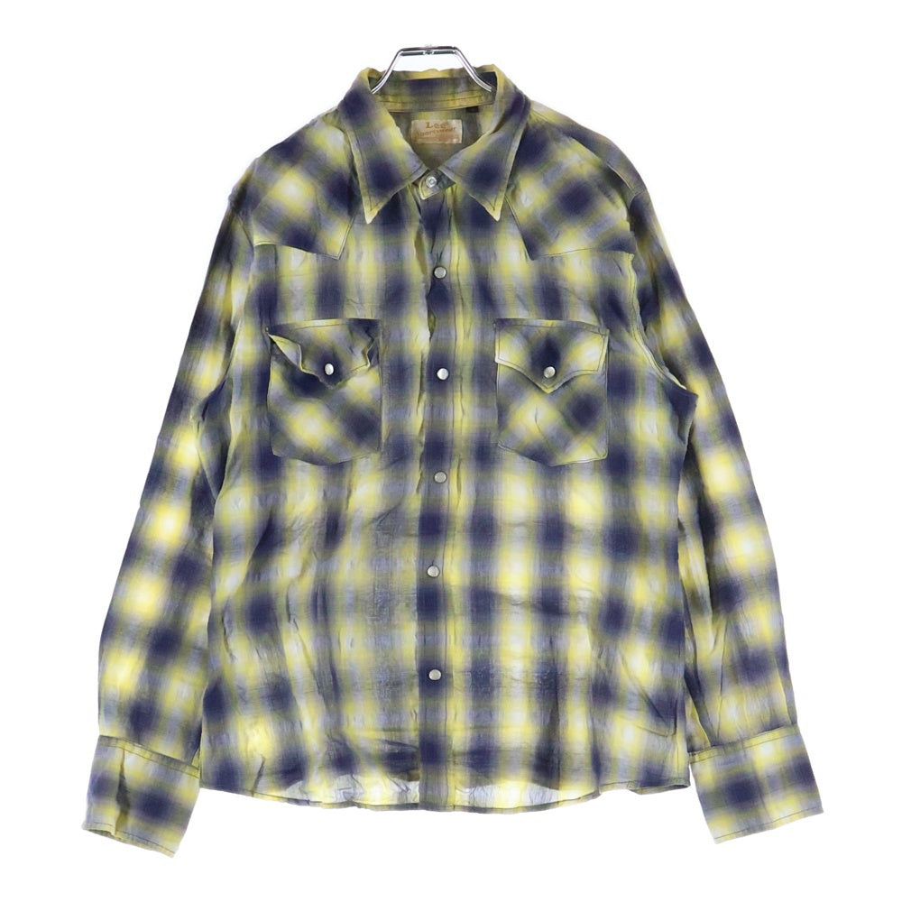 LEE(リー) SPORTSWEAR オンブレチェック柄 コットンポリ ウエスタン長袖シャツ イエロー 19626