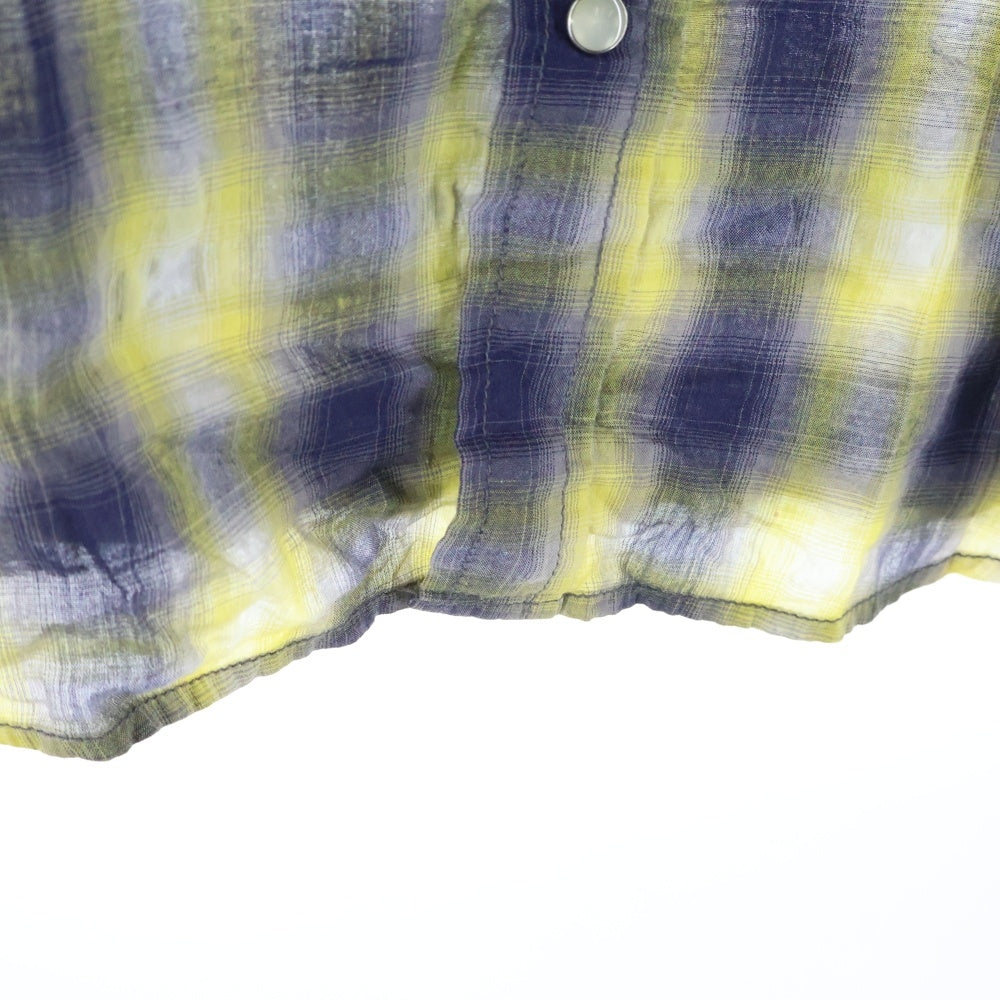 LEE(リー) SPORTSWEAR オンブレチェック柄 コットンポリ ウエスタン長袖シャツ イエロー 19626