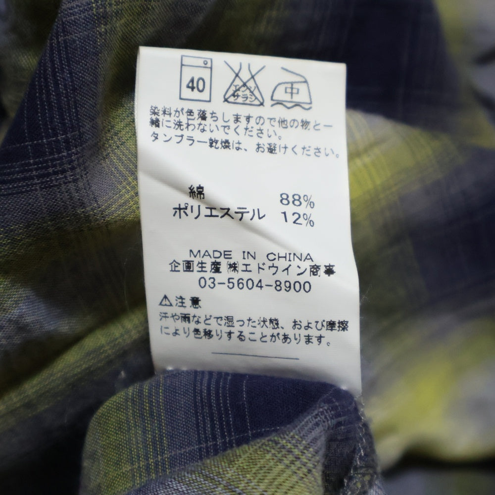 LEE(リー) SPORTSWEAR オンブレチェック柄 コットンポリ ウエスタン長袖シャツ イエロー 19626