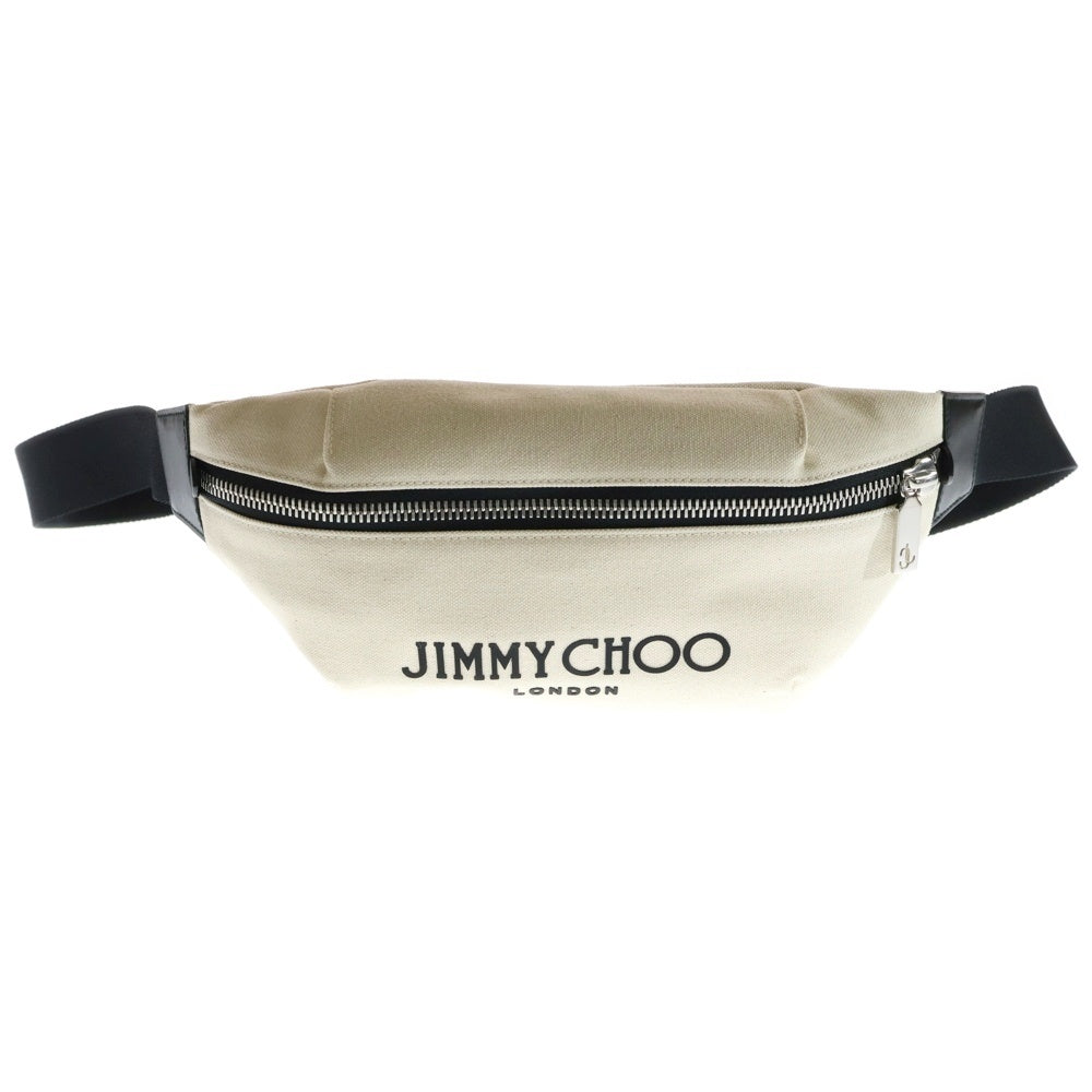 JIMMY CHOO(ジミーチュウ) FINSLEY フィンズリー フロントロゴ キャンバスボディバッグ アイボリー