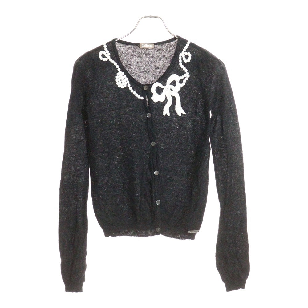 galliano(ガリアーノ) ロゴプレート モヘア混 ニット カーディガン レディース ブラック