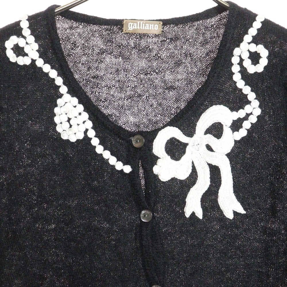 galliano(ガリアーノ) ロゴプレート モヘア混 ニット カーディガン レディース ブラック