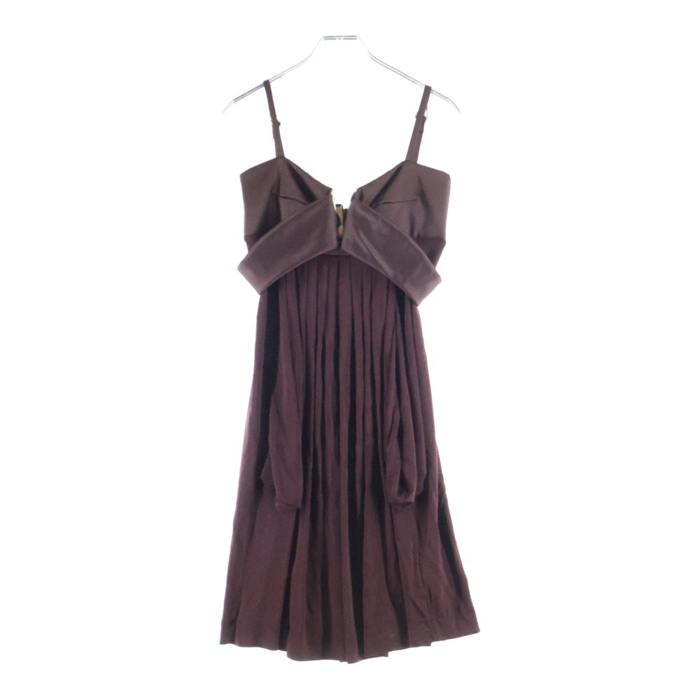 NO BRAND(ノーブランド) JUSTCAVALLI ジャストカヴァリ レーヨン混 ノースリーブフリルワンピース レディース ボルドー