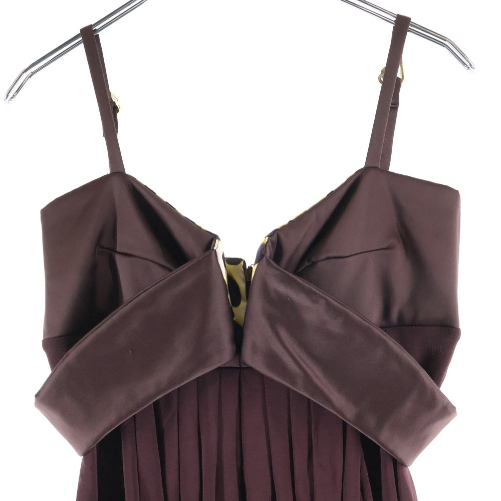 NO BRAND(ノーブランド) JUSTCAVALLI ジャストカヴァリ レーヨン混 ノースリーブフリルワンピース レディース ボルドー