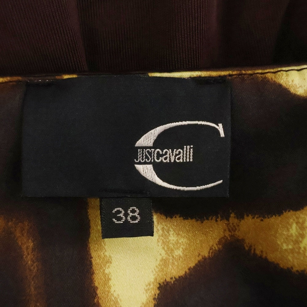 NO BRAND(ノーブランド) JUSTCAVALLI ジャストカヴァリ レーヨン混 ノースリーブフリルワンピース レディース ボルドー
