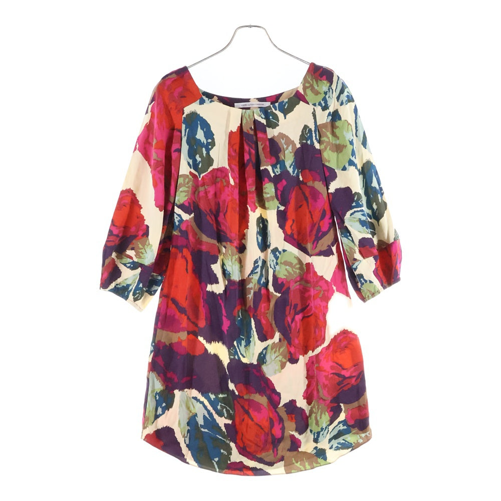 DIANE VON FURSTENBERG(ダイアン フォン ファステンバーグ) 総柄 シルク混 ラウンドネック ワンピース レディース マルチカラー